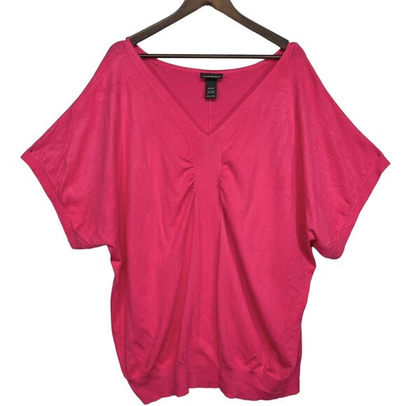 Lane Bryant Blouse Women Size‎ 22/24 Pink V-Neck Career Office Stretch Knit - Picture 1 of 10